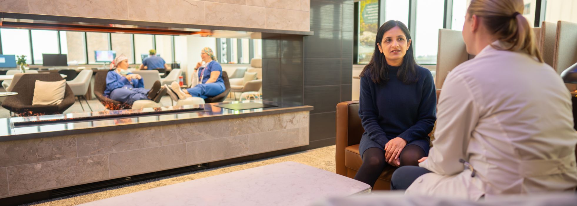 Dr. Neetika Garg talks with Megan Sokup, a nephrology physician assistant